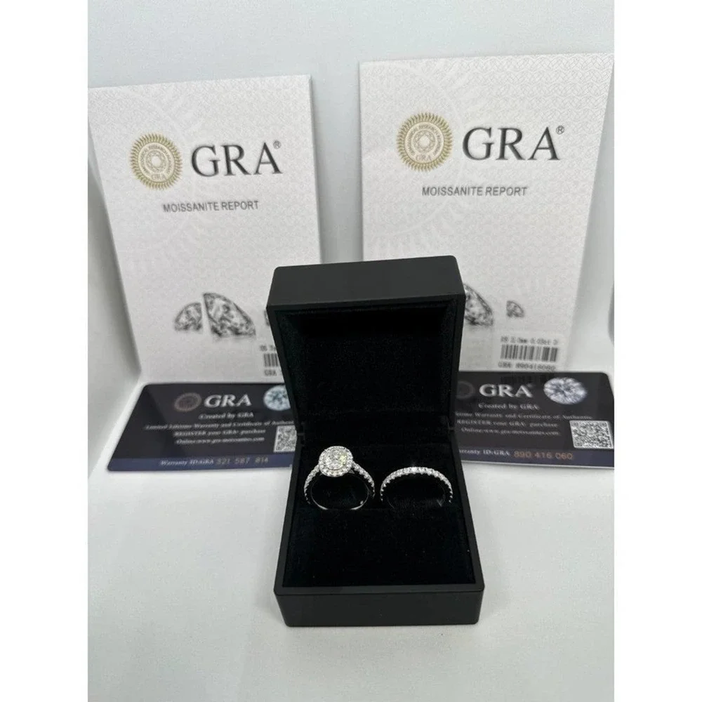 Moissanite Engagement Ring Oval Cut GRA Certified Wedding Anniversary 18K 925 - Picture 10 of 14